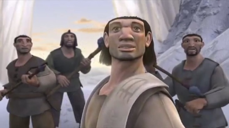 A Cena do filme A Era do Gelo (2002) deixa clara a inspiração dos produtores na imagem do homem Neandertal na construção dos personagens.