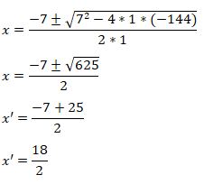 Agora, aplicando Bhaskara vamos encontrar o valor de x para essa equação.