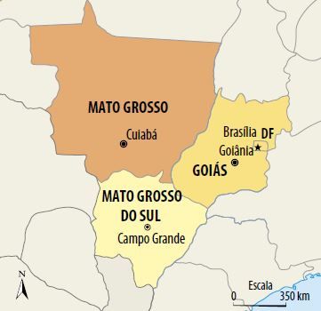 Mapa da região centro-oeste do Brasil