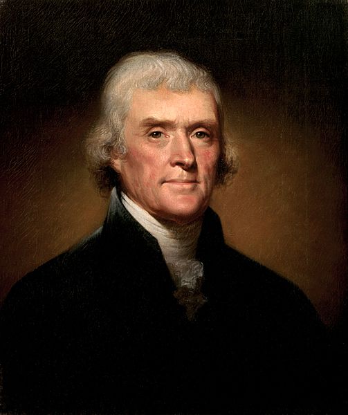 Thomas Jefferson: redigiu a primeira declaração de independência dos Estados Unidos. 