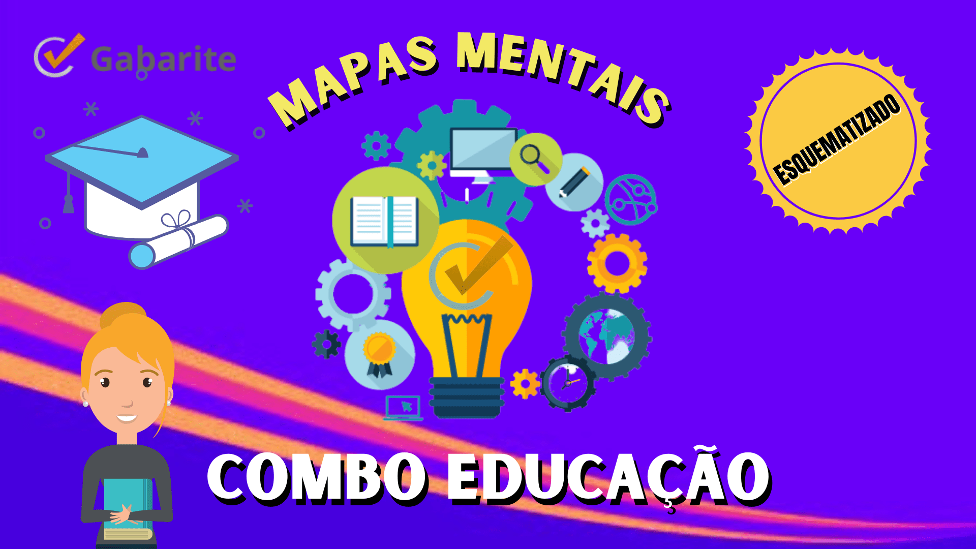 Capa - Combo Educação - 1.125 Mapas Mentais para Concursos