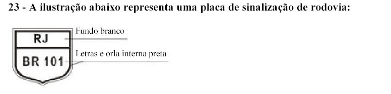 A ilustração abaixo representa uma placa de sinalização de rodovia: