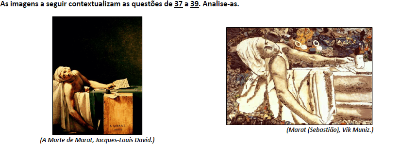 Considerando a obra Marat (Sebastião), de Vik Muniz, é correto afirmar que