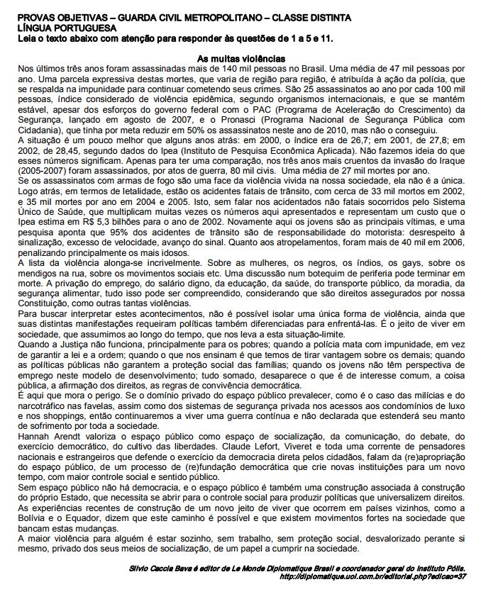 As muitas violências