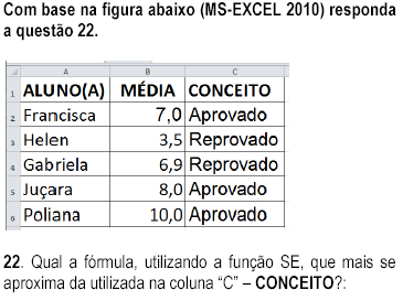 Excel - função SE